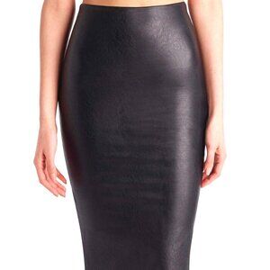 Commando Faux Leather Midi Skirt - SK06 (Black)